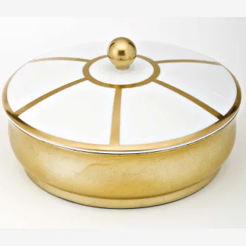 Китайская лакированная коробка с белой керамической крышкой THG Ithaque Decor Or A7A-A02-4623 золото