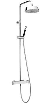 Душевой комплект Cisal Cherie термостатический смеситель, стойка с верхним душем, лейка+шланг, золото CEC8201024