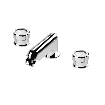 Смеситель для биде Stella Timeaster на 3 отверстия 3601, с донным клапаном, хром, ручка белая TA 00201 CR00BI