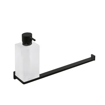 Дозатор для жидкого мыла с полотенцедержателем Colombo Look подвесной, PVD графит матовый/матовое стекло B1674.GM-VAN