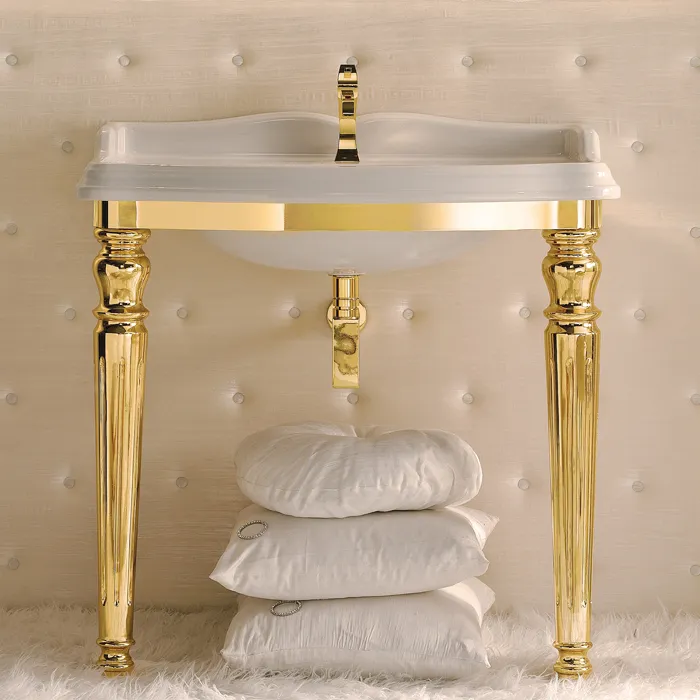 3SC Consolle Консоль King 71х54хh97см, с раковиной LA01 и сифоном, напольная, цвет: золото 24к. Lucido KI3070GD