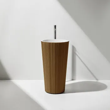 Раковина Antonio Lupi Plisse 47х85, без отв., слив в пол, с сифоном, донным клапаном и шлангом, Flumood, внешний Corten powder, внутри белый А0002451752