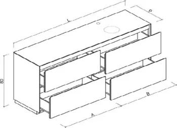 Тумба со столешницей Brenta Scala 220 см напольный 2 ящика (SC370.220.110.49)