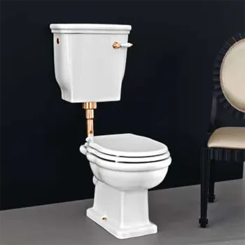 Унитаз напольный Artceram Hermitage HEA013 73 с крепежом в комплекте, белый/золото