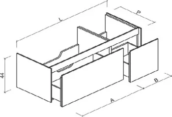 Тумба под раковину Brenta Fly 130 см подвесной дерево 2 ящика (FL020.130.90.49.W)