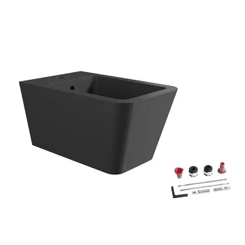 Биде подвесное Alice Hide Square 55х35, с набором для крепления, чёрный матовый, 31220108SET