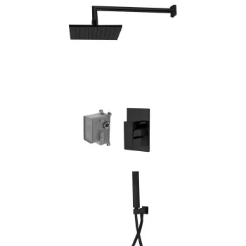 Душевая система Fima Carlo Frattini Sistemi Doccia верхний душ 25х25, со смесителем и ручным душем, на 2 источника, чёрный матовый F3979NS