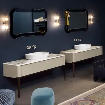 Комплект мебели Antonio Lupi ILBagno тумба напольная с раковиной 162x54, Havano Lucido, зеркало Fume и смеситель, хром А0002425175