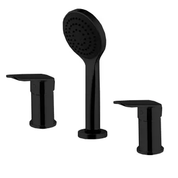 Смеситель на борт ванны Fima Carlo Frattini Spot на 3 отверстие, с ручным душем, чёрный матовый F3014/1NNS