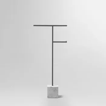 Стойка напольная Antonio Lupi Bivio 65см., с полотенцедержателем и держателем туалетной бумаги, база из мрамора Carrara satinato, структ Nero goffrato А0002469988