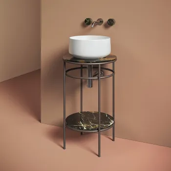 Металическая структура с раковиной Artceram Vogue 44хh72,5, напольная, с раковиной, с мраморной столешницей и полочкой, moka/белый TFA012 91