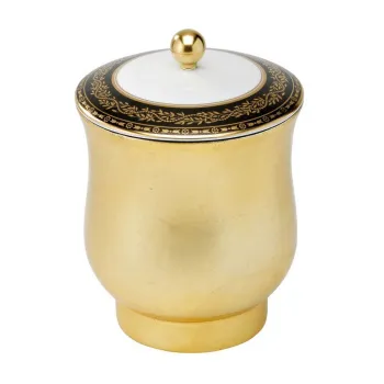 Китайская лакированная коробка с белой керамической крышкой THG Marquise Noir Decor Or A7F-A02-4621 золото