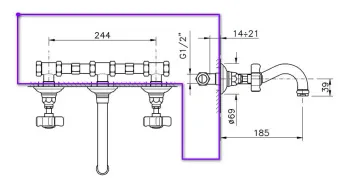 Встраиваемая часть Nicolazzi  для смесителя со стены C1477DX