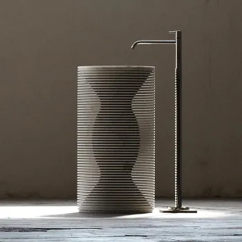 Раковина Antonio Lupi Introverso 45х85, без отв., без перелива, с д/клапаном, сифоном, слив в пол, мрамор, Marmo Carrara А0002423684