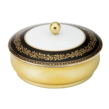 Китайская лакированная коробка с белой керамической крышкой THG Marquise Noir Decor Or A7F-A02-4623 золото