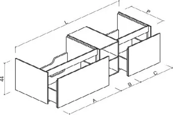 Тумба под раковину Brenta Fly 150 см подвесной дерево 3 ящика с полкой (FL160.150.80.49.W)