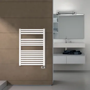 Полотенцесушитель электрический Irsap Ares 580x818x30мм, 15 трубок-2 промежутка, мощность 400 ватт, с регулятором белым, провод 1200мм, белый EIS058K01IR01NNN