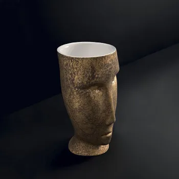 Раковина свободностоящая Kerasan Artwork Moloco, с отверстием для слива в стену, белый/античное золото 474060