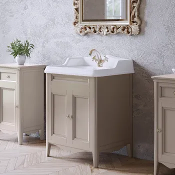 Тумба с раковиной Tw Veronica Simas AR824bix1 68x54см с 1отв. под смеситель, 2 расп. дверки, доводч. Blum, ручки Riflesso бронза, tortora VER2068-T+AR824bi*1 комплект