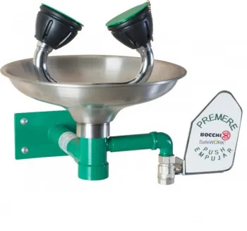 Аварийная раковина Nofer для промывки глаз настенная с рычагом и чашей из нержавеющей стали SC300SS