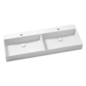 Двойная раковина подвесная Azzurra Elegance Squared 122х45см с 2отв. под смеситель, белый ELLP12245DQMBI/(EQA122 2V/2F bi)*2