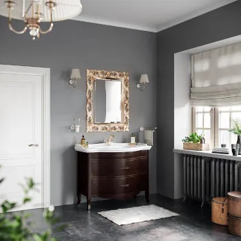 Тумба с раковиной Tw Armony Azzurra GIU200110/ALZA bix1, 112x62, 2 ящика, доводчики Blum, moka, ручки бронза ARM2110-M+GIU200110/ALZA bi*1 комплект