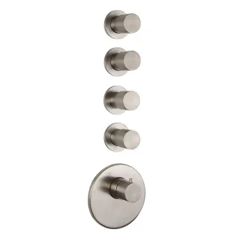 Смеситель для душа встроенный Fima Carlo Frattini Spillo Steel термостатический, 4 запорных вентиля, внешняя часть, INOX F3083X4INOX