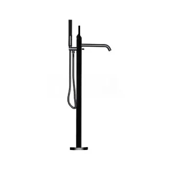 Смеситель для ванны Bossini APICE напольный. однорычажный. излив 259 мм.. ручной душ. внешняя + внутренняя часть. цвет черный матовый