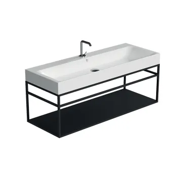 Стальная структура под раковину Kerasan Cento 120х45, подвесная, с металлической полкой, черный матовый 925231 Nero matt