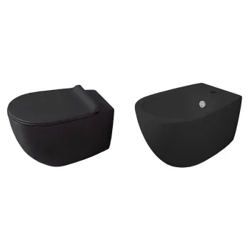 Унитаз и биде подвесные Simas Vignoni VI 18 nero + VI 19 nero + VI 004 nero + F 85 черный