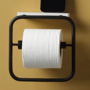 Бумагодержатель с белой полкой Bertocci Mettitutto, черный матовый 11387030800