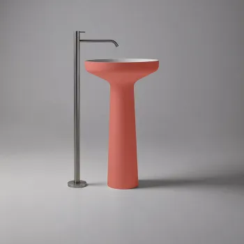 Раковина Antonio Lupi Ago 50х85, без отв., слив в пол, с сифоном, гибким шлангом и донным клапан, Flumood, внешний Bambola, внутри белый А0002451486