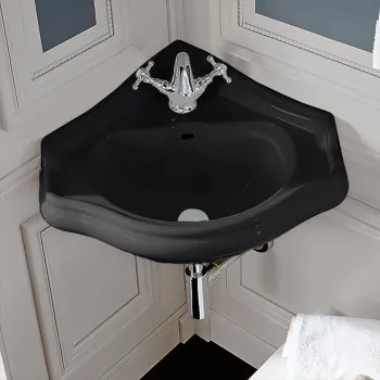 Раковина угловая Kerasan Retro с 1 отв под смеситель 40х40х56, черный 103204 Nero lucido *1