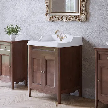 Тумба с раковиной Tw Veronica Simas AR824bix1 68x54см с 1отв. под смеситель, 2 расп. дверки, доводч. Blum, ручки Riflesso бронза, noce VER2068-N+AR824bi*1 комплект