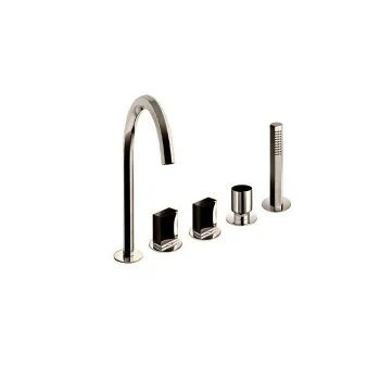 Смеситель на борт ванны Fantini Venezia 5 отв., с ручн душем, излив 175, Nickel PVD 29 95 N465S