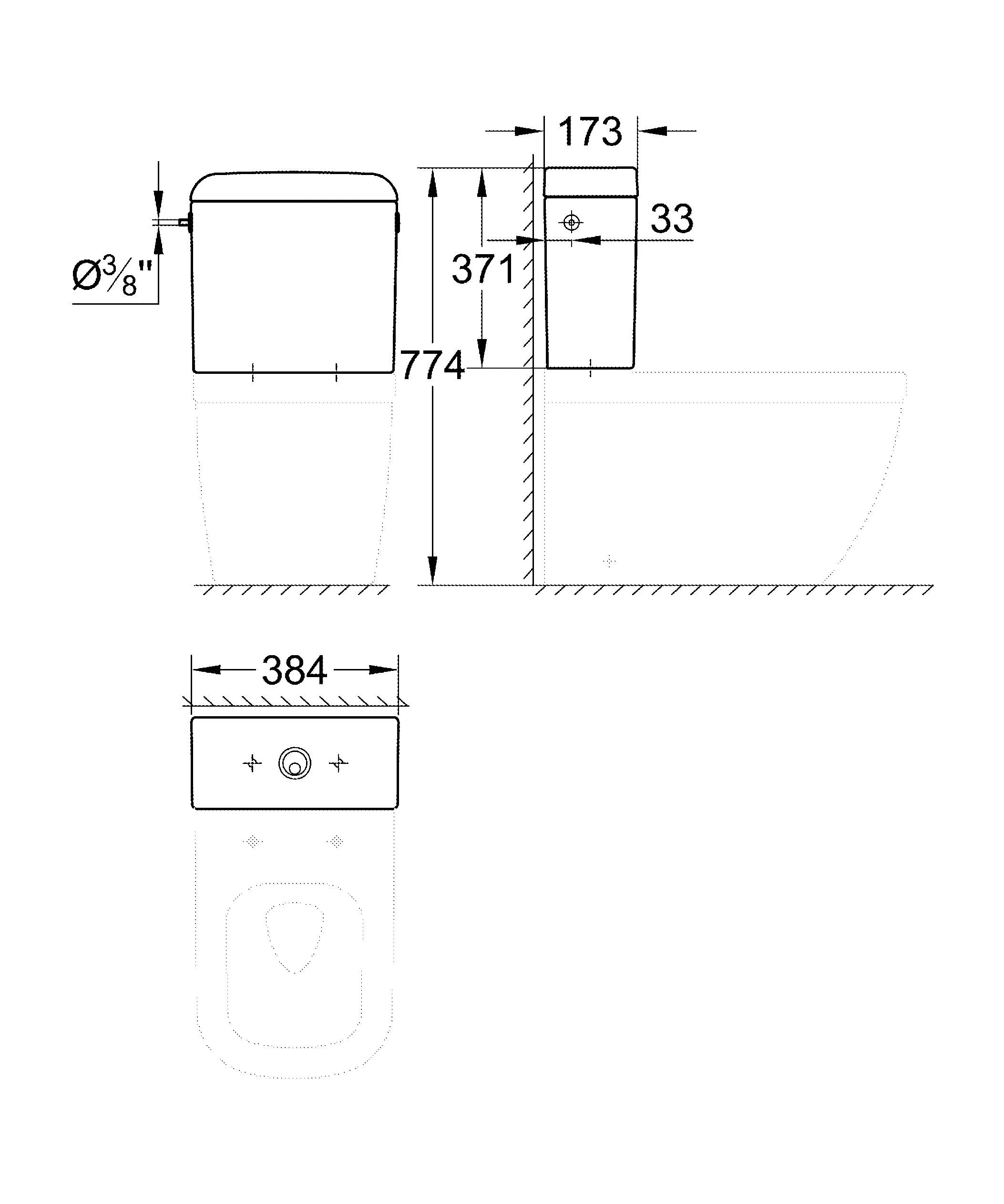 Смывной бачок для унитаза GROHE Euro Ceramic, подводка сбоку, альпин-белый 39333000
