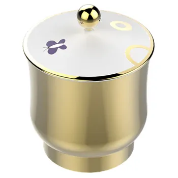 Китайская лакированная коробка с белой керамической крышкой THG Capucine Mauve Decor Or A7D-A02-4619 золото