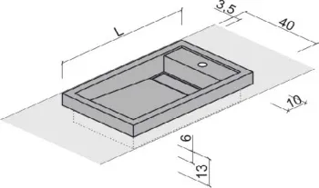 Раковина Brenta Prime 107х40 см из керамогранита встраиваемая сверху PRM022.107