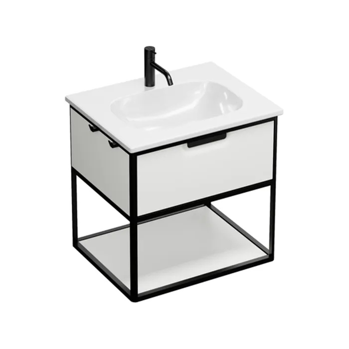 Burgbad Vry Комплект мебели 63х49.6х60cм., подвесной, 1 ящик, 1 полка, с 1 отв., цвет: белый матовый