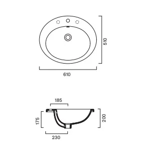 Раковина 61×51 Catalano Italy встраиваемая с 1 отверстием Bianco lucido 0725611001