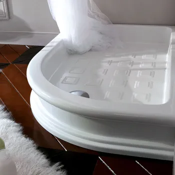 Поддон керамический полукруглый ассиметр Kerasan Retro 80х120, SX, диаметр слива 90, белый 1333bi