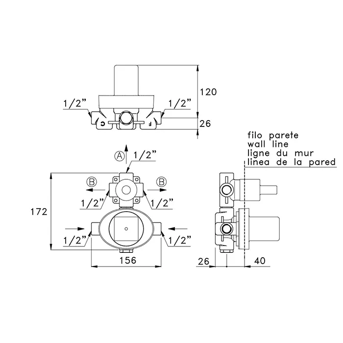 Встраиваемая часть термостатического смесителя для душа Stella IS3294 с переключателем на 2 выхода UN 06002 0000