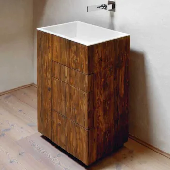 Тумба с раковиной Noorth Milldue Edition Touch 640х400х880, напольный, 3 ящика, слив в пол, раковина Milltek белая матовая, отделка Abete, 370893