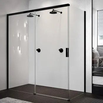 Дверь для душа Novellini Opera 1190-1210х2000, раздвижная, левая, для установки с боковой стенкой, профиль черный матовый, стекло прозрачное, OPEPH119S-1H