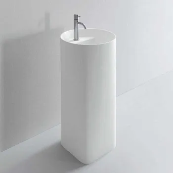 Раковина Milldue AZUMA 88 напольная из CRISTALPLANT ,D 44,6 H 88 ,слив в пол, 1 отв для смесителя, белый матовый 5083*1 Bianco Opaco