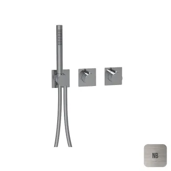 Внешняя часть термостатического смесителя с переключателем Almar на 2-3 положения, ручная лейка, nichel brushed E180183.NB