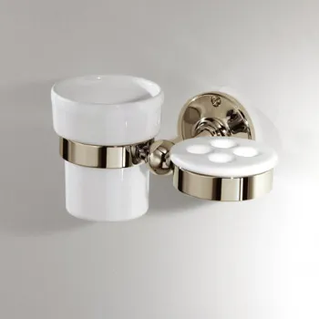 Стакан с держателем зубных щеток Devon&Devon Cavendish золото WM06