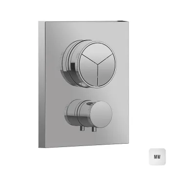 Внешняя часть встраиваемого термостатического смесителя с кнопочным управлением Almar для 3-х потребителей, белый матовый E176683.MW