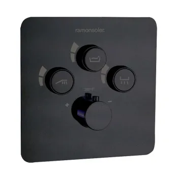 Смеситель для душа Ramonsoler RS-Smart встраиваемый термостатический на 3 выхода с внутренней частью черный 85T301SNM