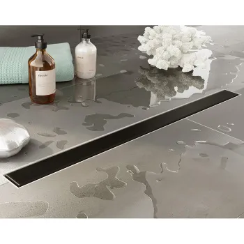 Трап душевой Plumberia Selection PS MODULAR 4x60 2устор. накладка из нерж.стали, комбинир.затвор с горизонт. Выпуском Ду 50мм,40л/мин, черн.матов., PSM60NO